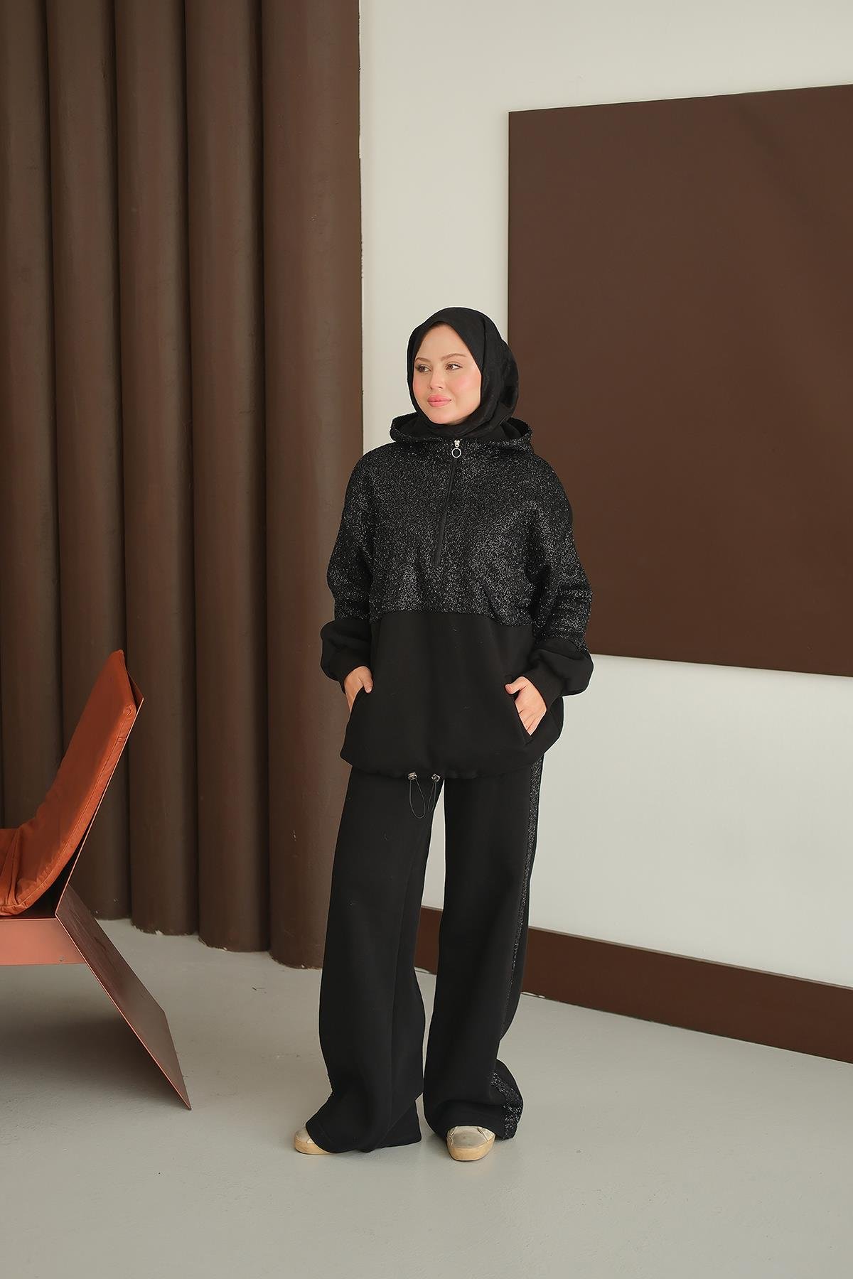 Sweatı Pullu Takım Siyah
