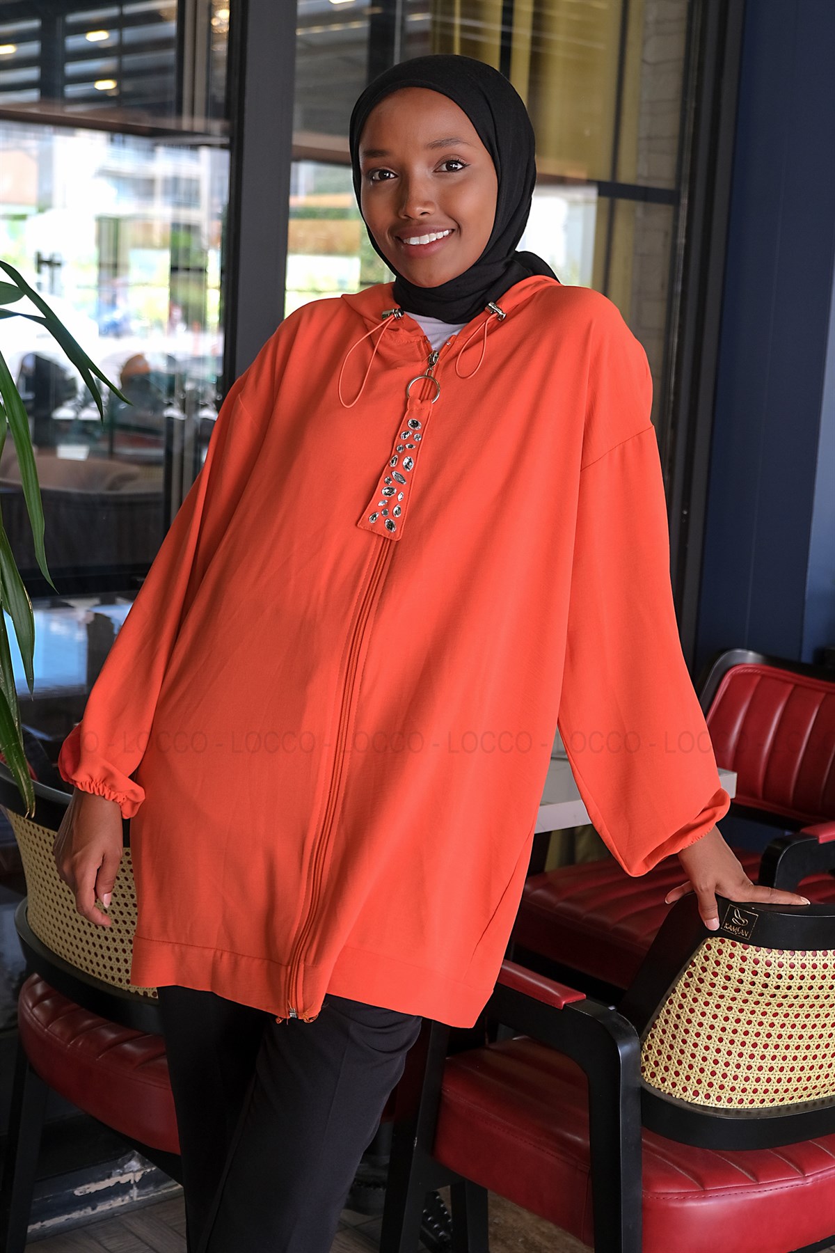 Uygun Fiyatlı TAS DETAY FERMUARLI HIRKA ORANJ | Loccomoda.com 