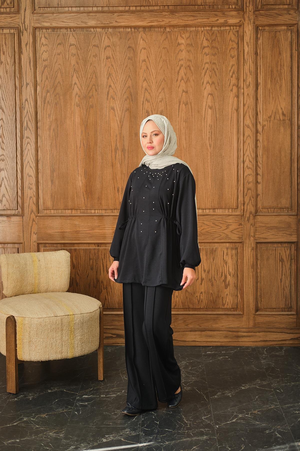 Taş Detay İkili Takım Lacivert