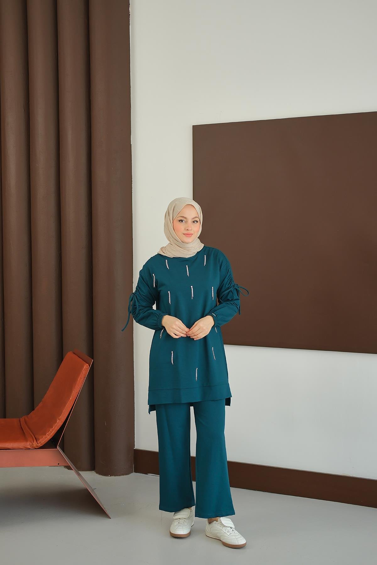 Taş Detay Takım Petrol Mavi