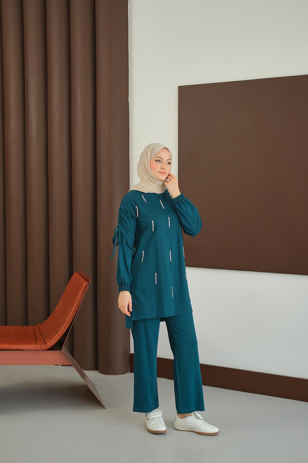 Taş Detay Takım Petrol Mavi