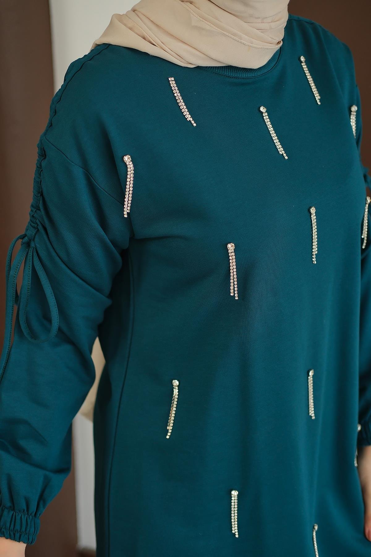 Taş Detay Takım Petrol Mavi