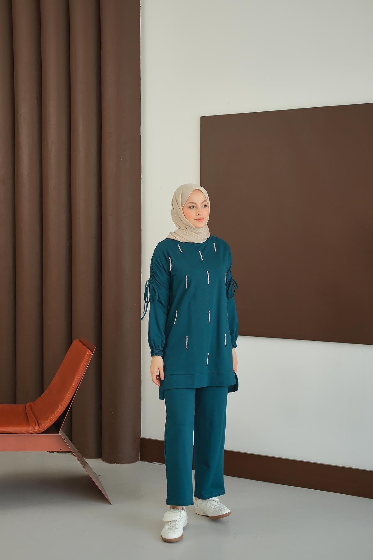 Taş Detay Takım Petrol Mavi