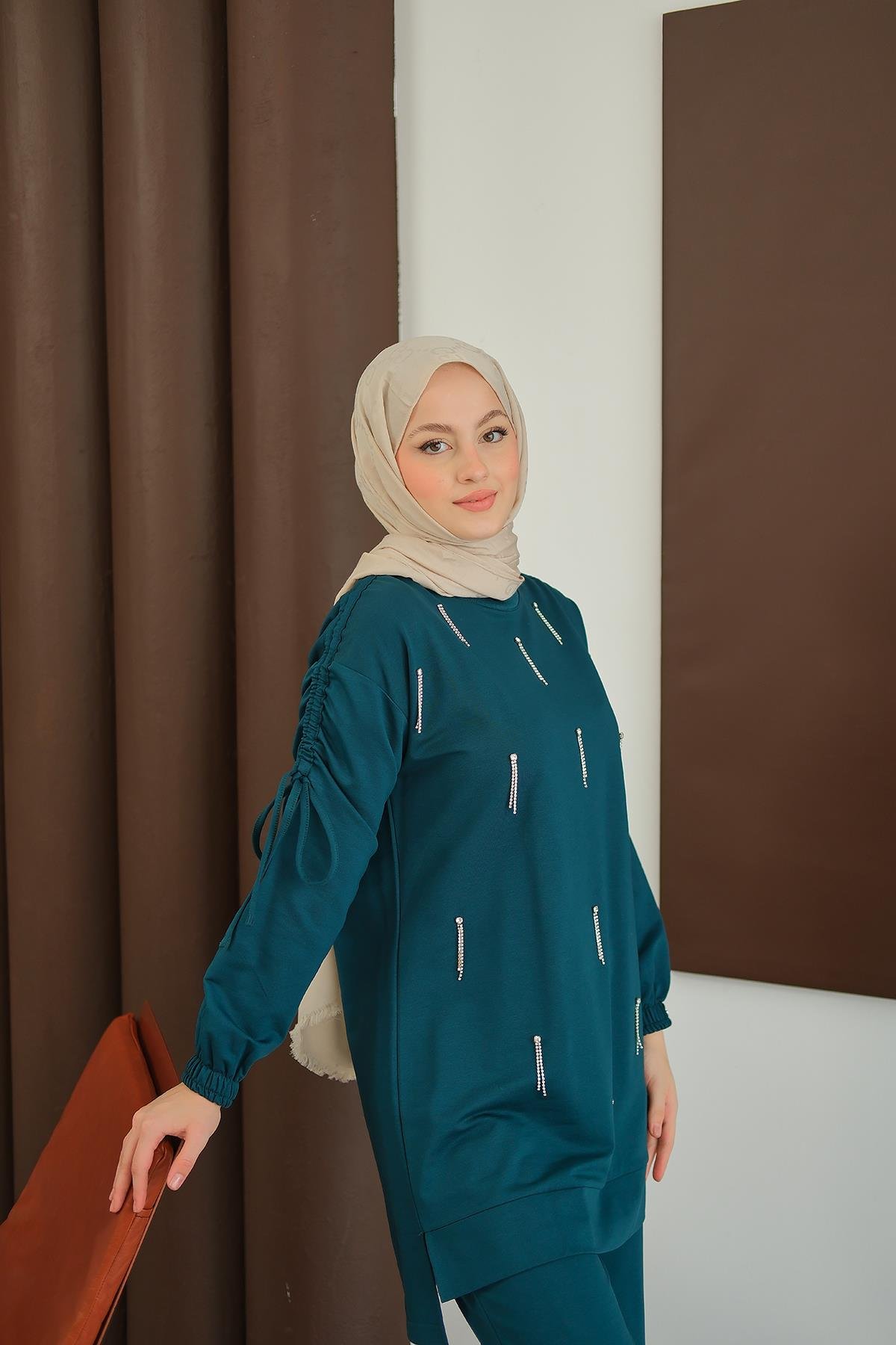 Taş Detay Takım Petrol Mavi