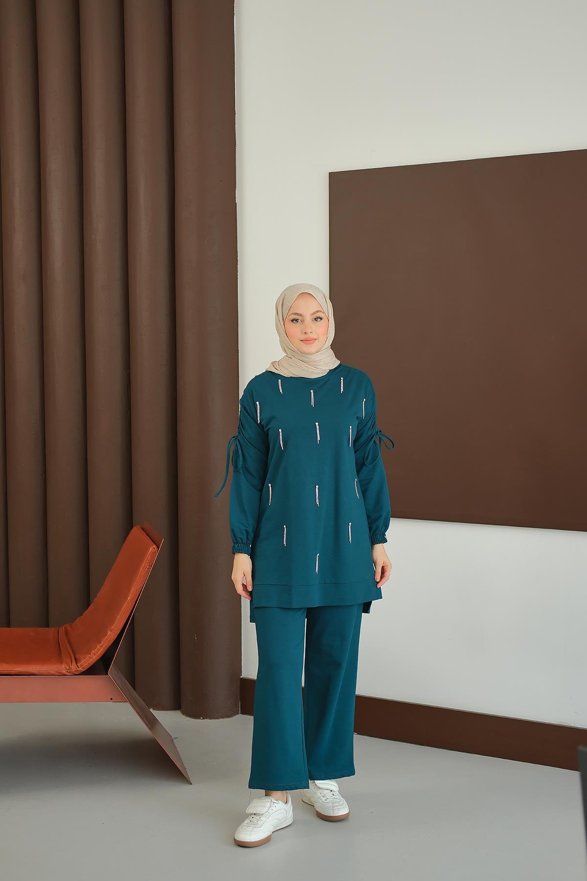 Taş Detay Takım Petrol Mavi