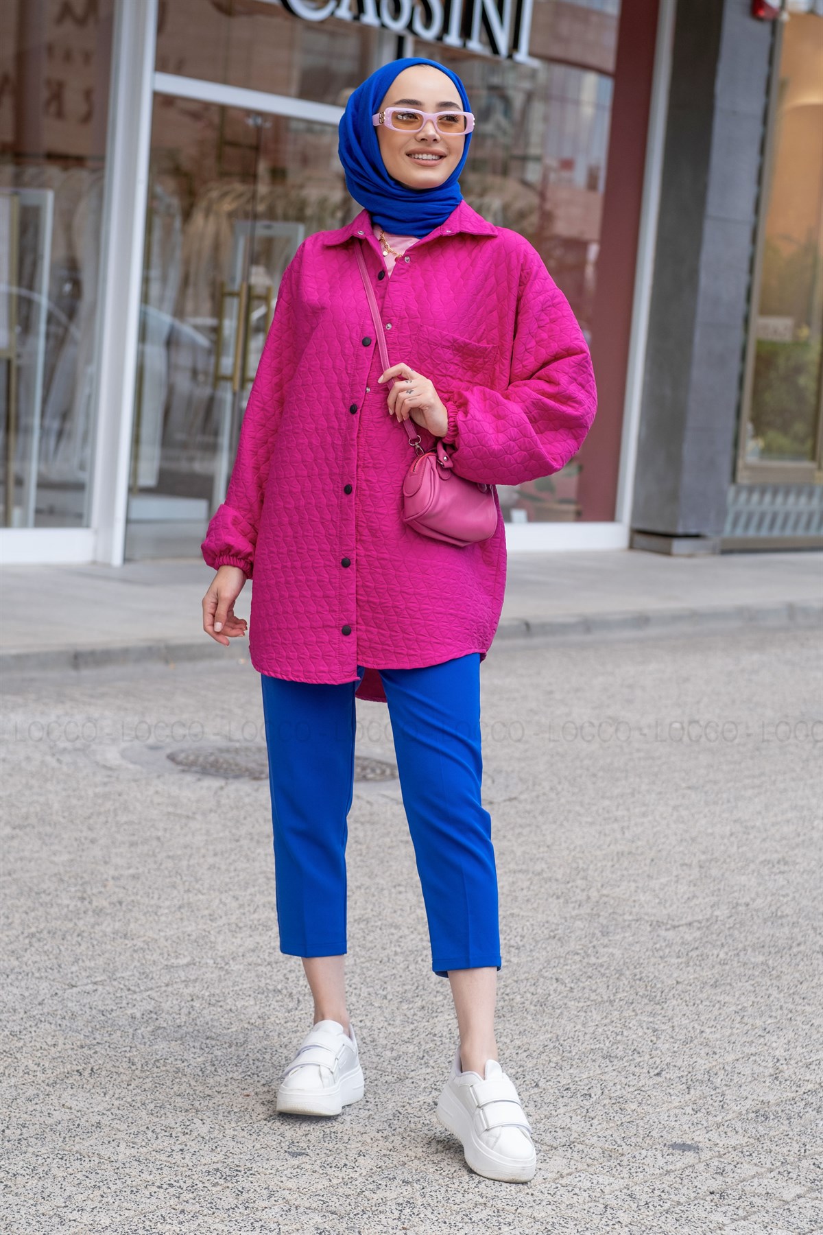 Uygun Fiyatlı TEK CEPLI KAPITONE GOMLEK FUSYA | Loccomoda.com 