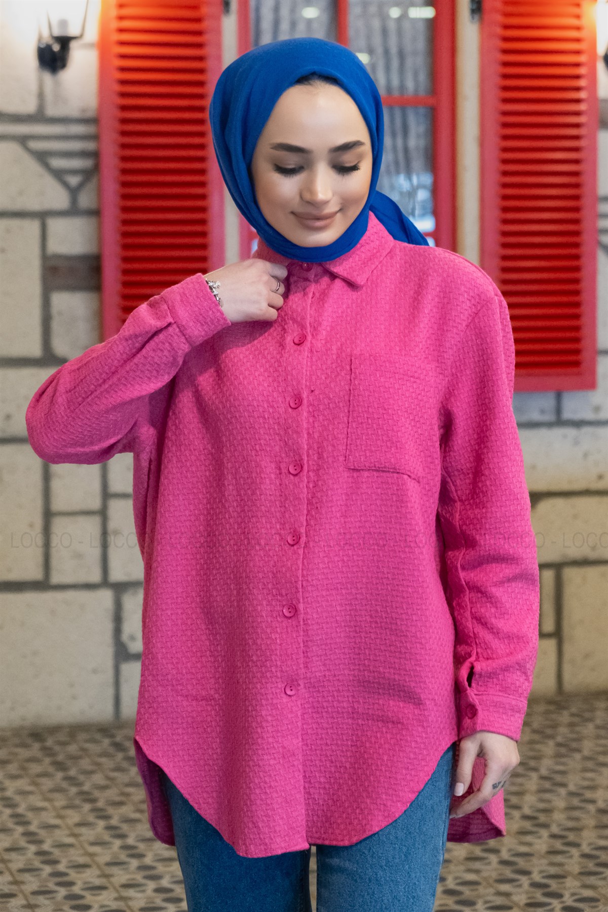 Uygun Fiyatlı TEK CEPLI TUVIT GOMLEK FUSYA | Loccomoda.com 