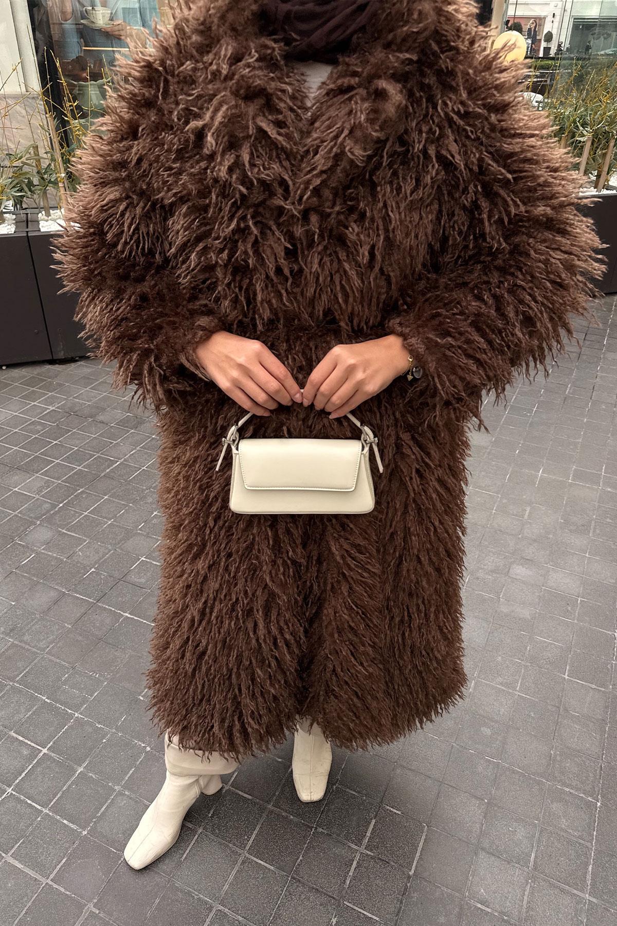 Tüylü Peluş Kaban Kahverengi