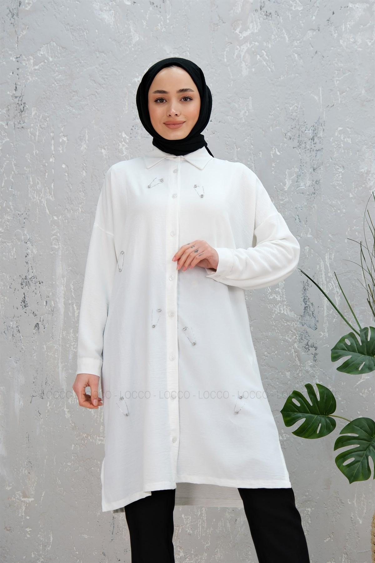 UZUN TASLI TUNIK BEYAZ