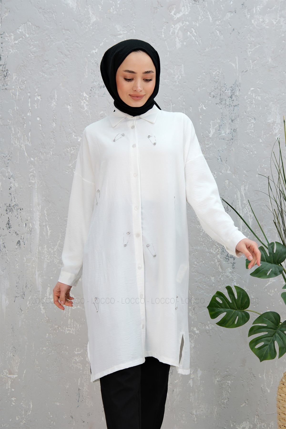 UZUN TASLI TUNIK BEYAZ