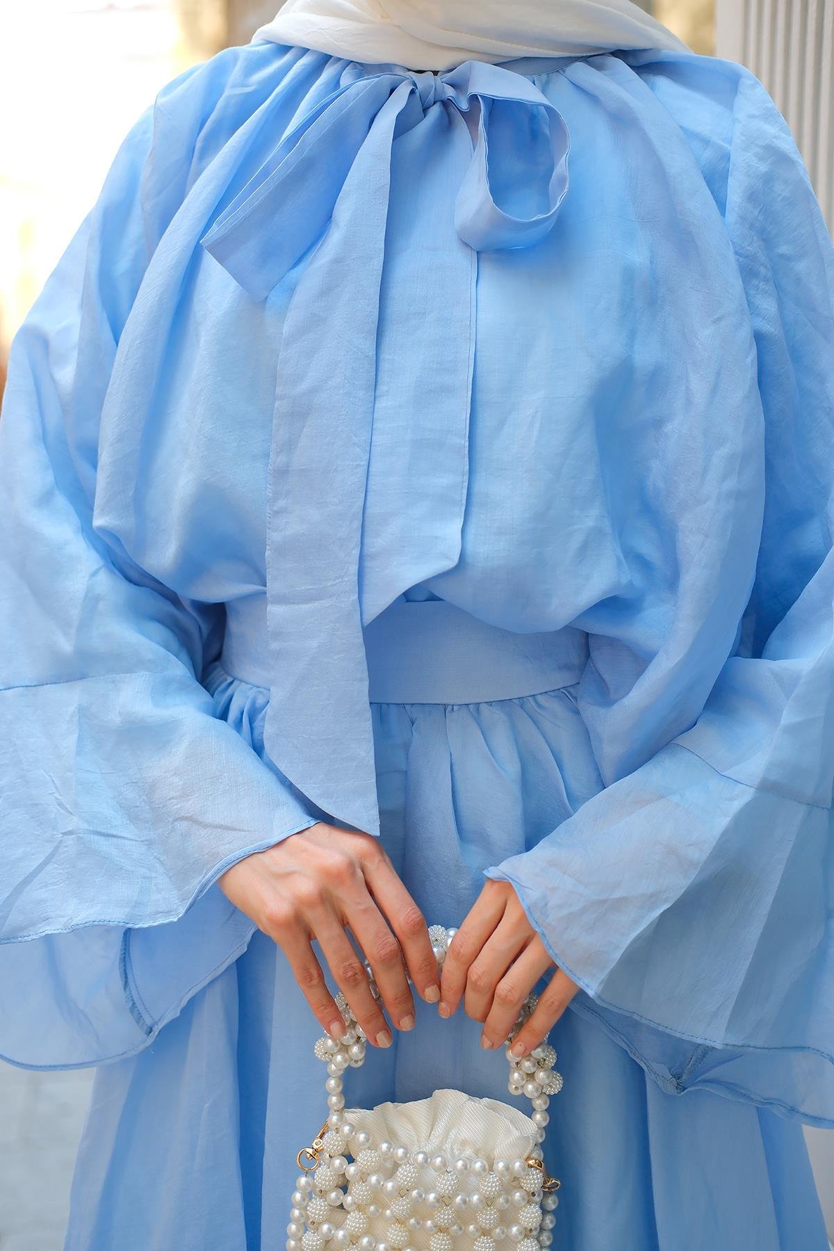 Yaka Bağlamalı Takım Bebe Mavi