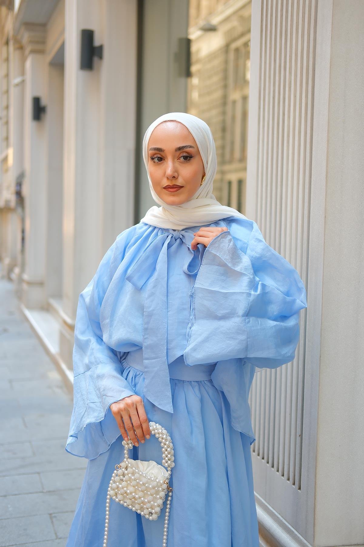 Yaka Bağlamalı Takım Bebe Mavi