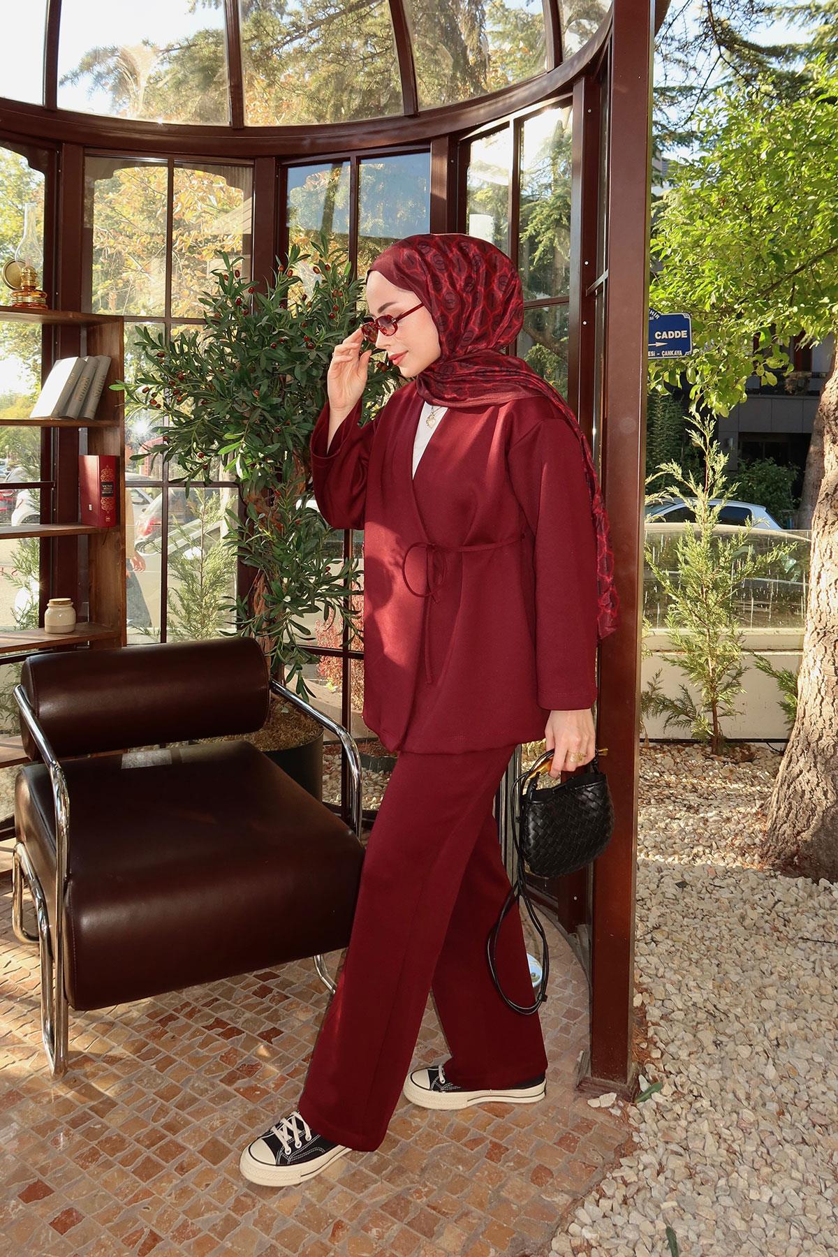 Yan Bağlamalı Takım Bordo