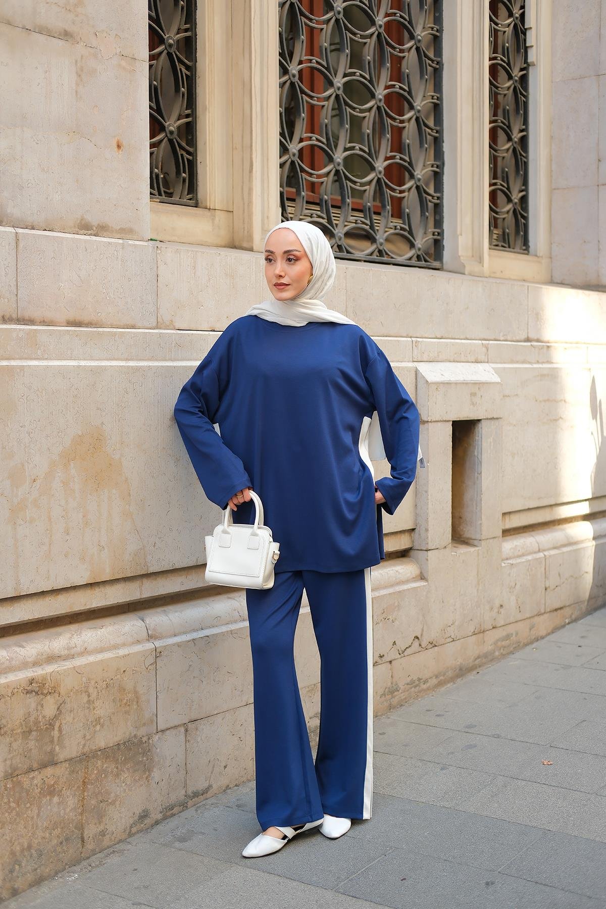 Yan Şerit Detay İkili Takım Lacivert