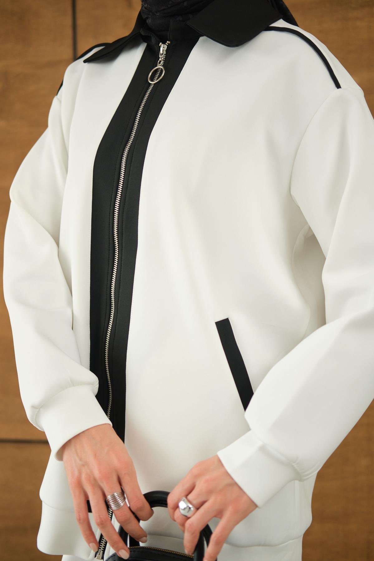 Yan Şeritli İkili Takım Beyaz