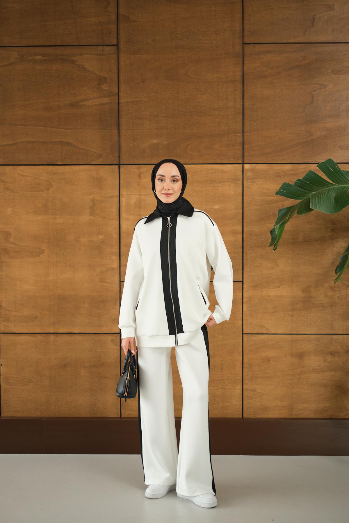 Yan Şeritli İkili Takım Beyaz