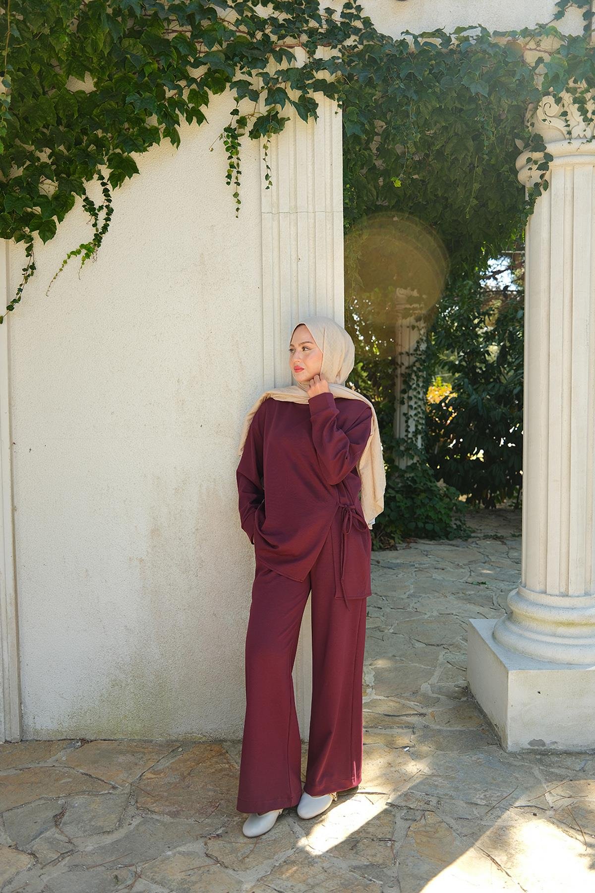 Yandan Bağlamalı Takım Bordo