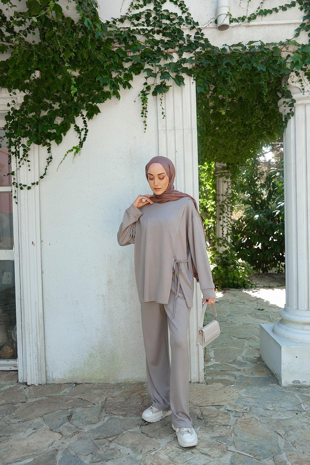 Yandan Bağlamalı Takım Gri