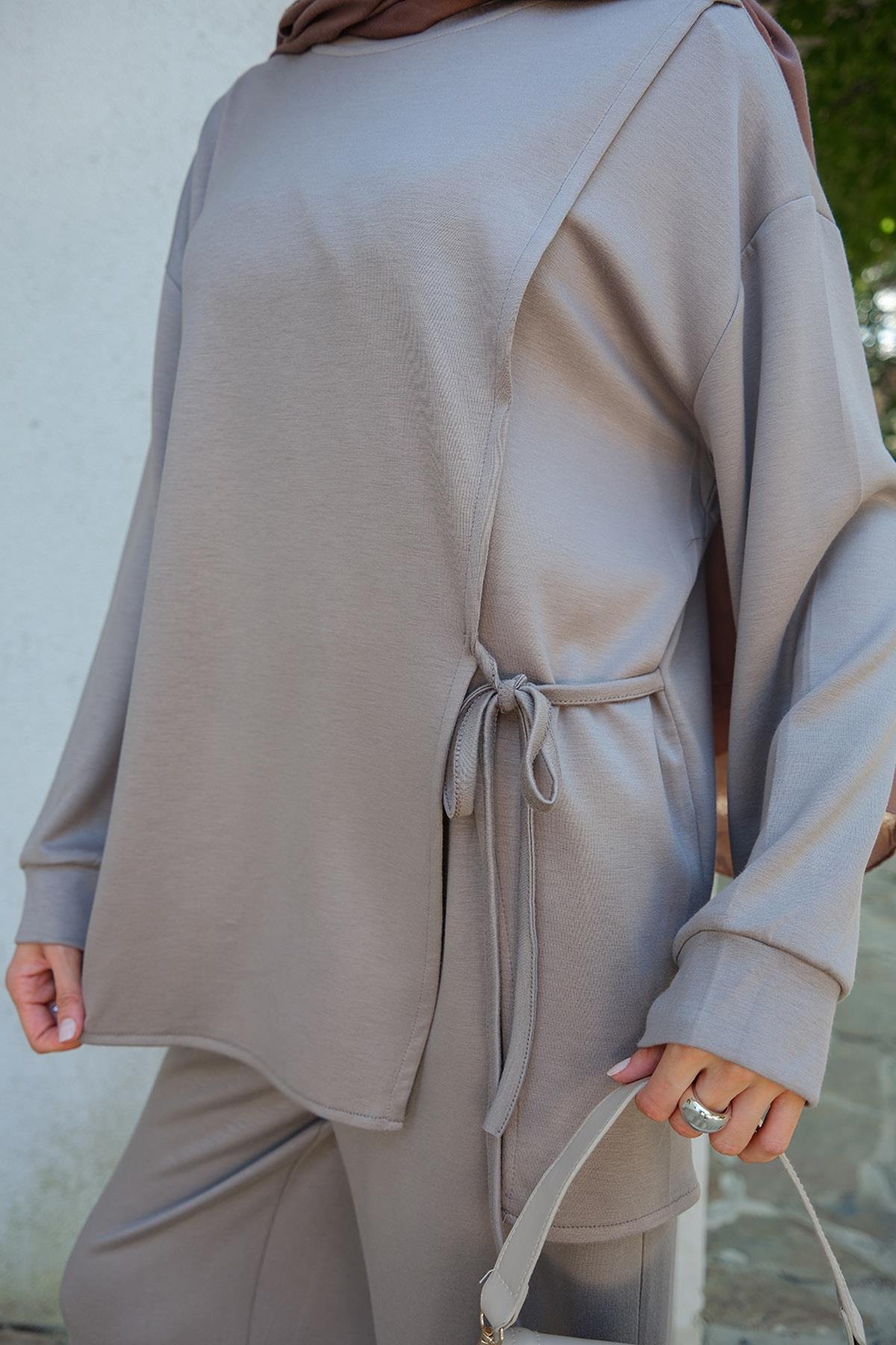 Yandan Bağlamalı Takım Gri