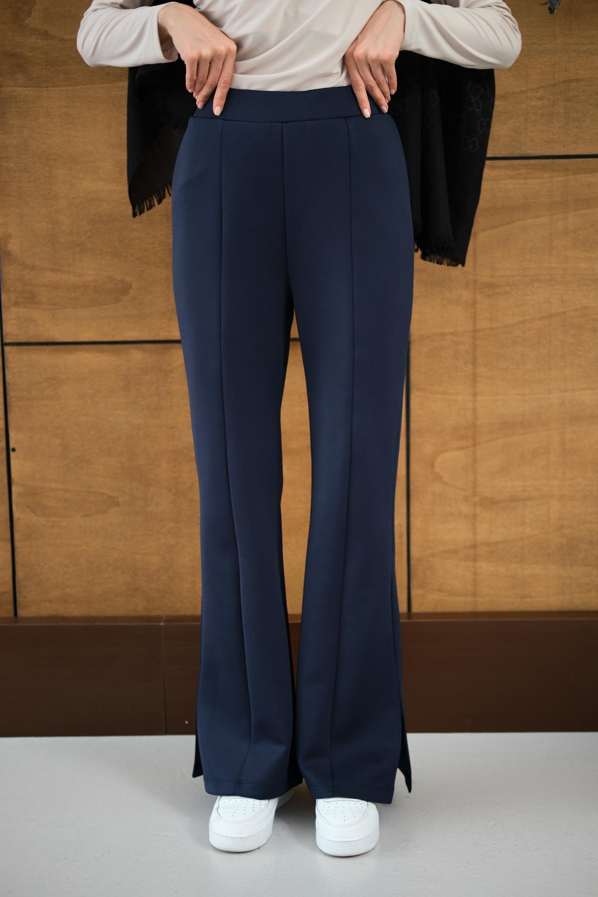 Yandan Yırtmaçlı Scuba Pantolon Lacivert