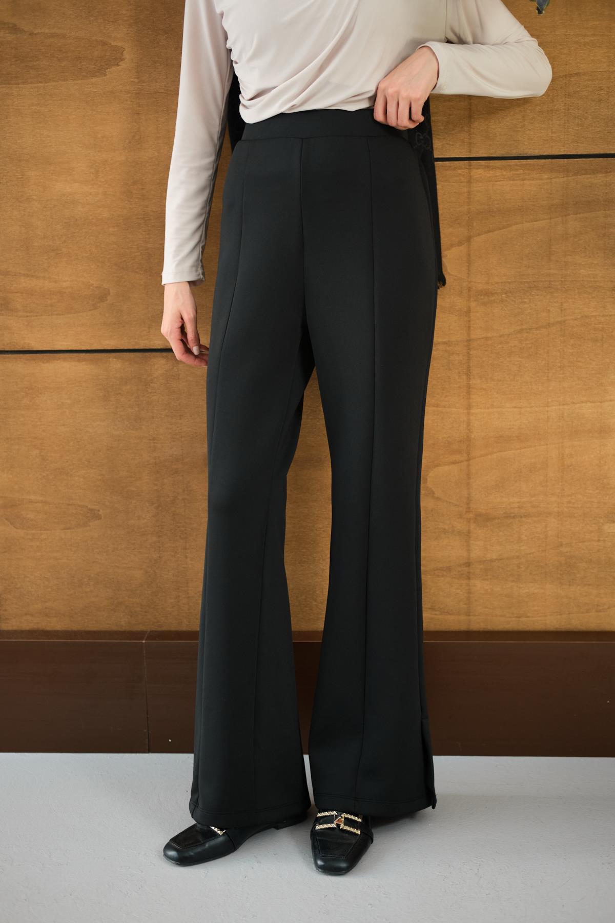 Yandan Yırtmaçlı Scuba Pantolon Siyah