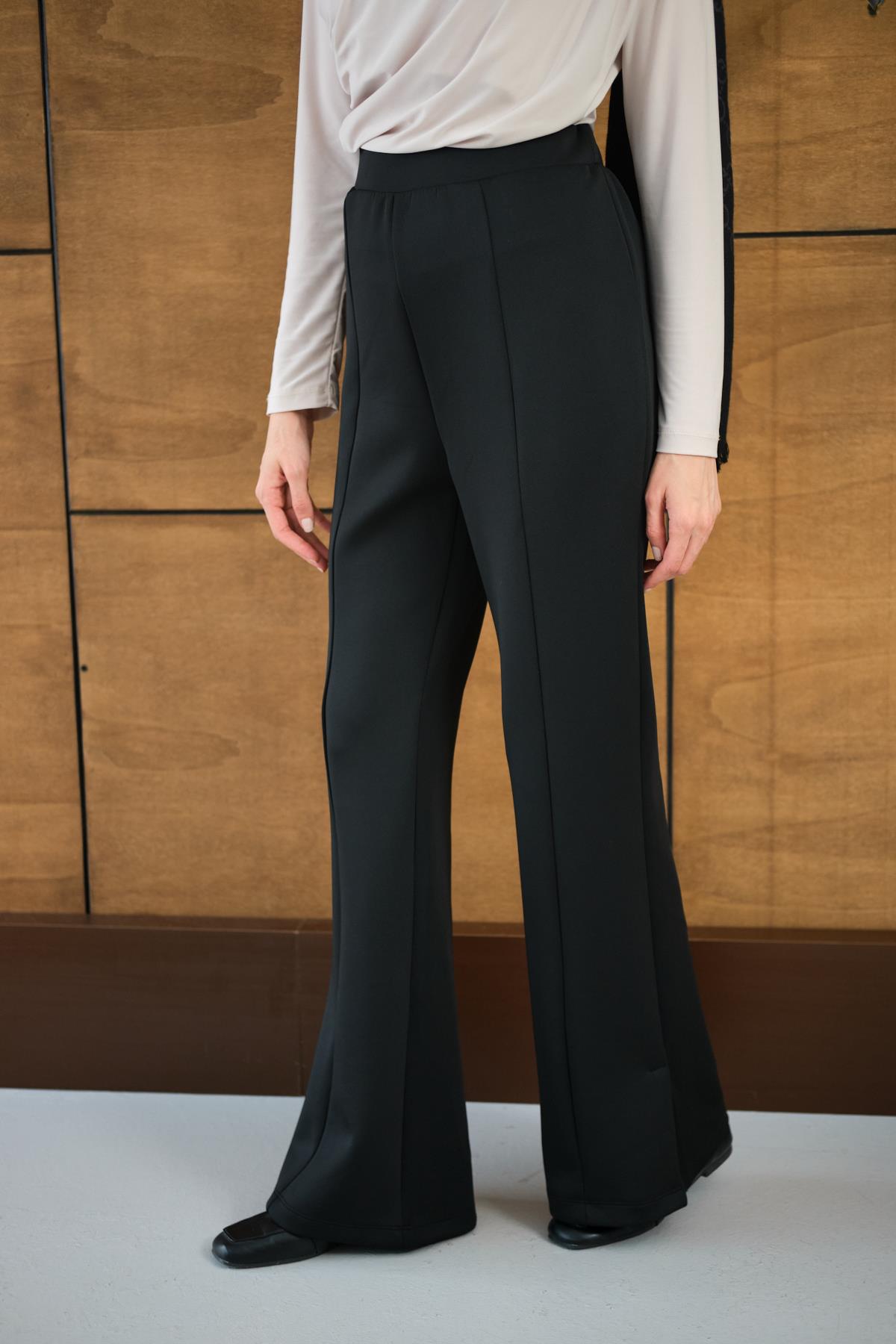 Yandan Yırtmaçlı Scuba Pantolon Siyah