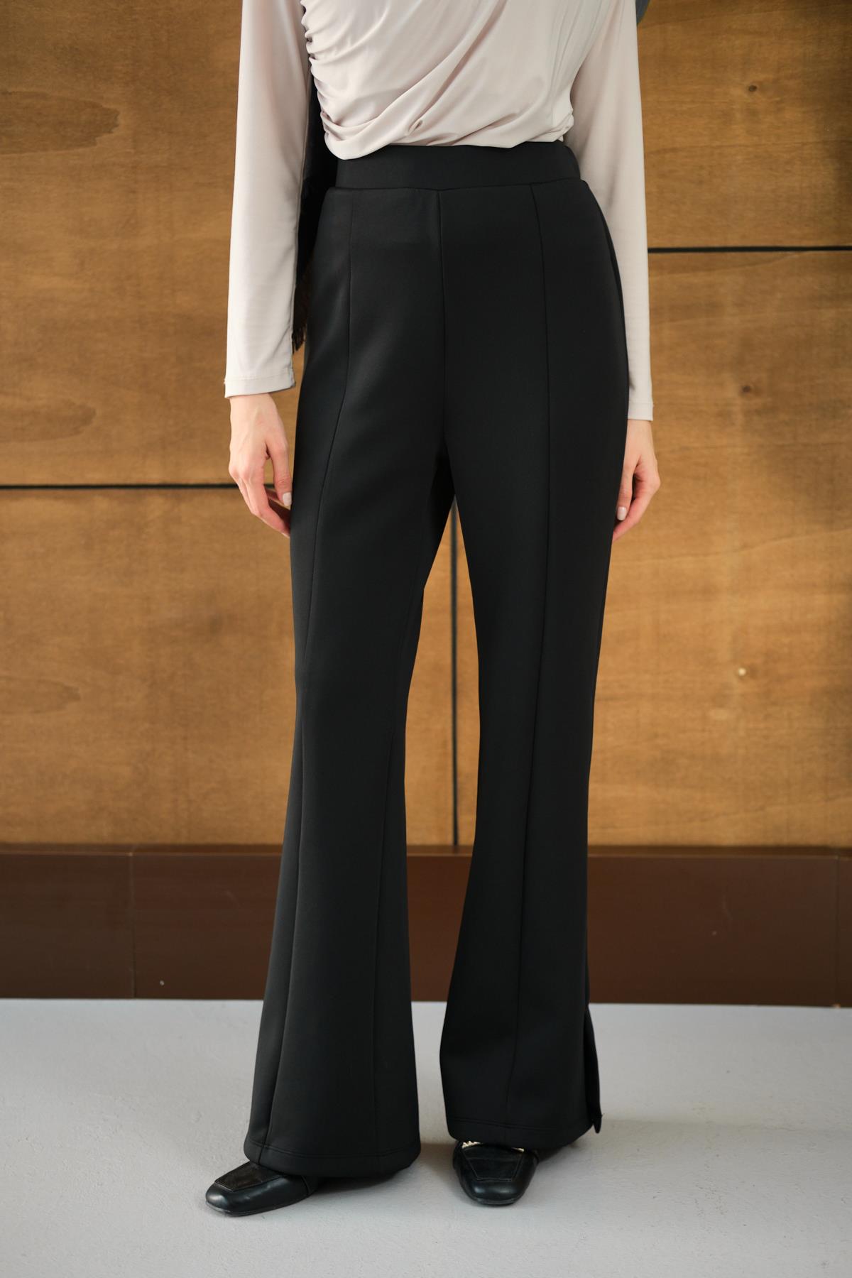 Yandan Yırtmaçlı Scuba Pantolon Siyah