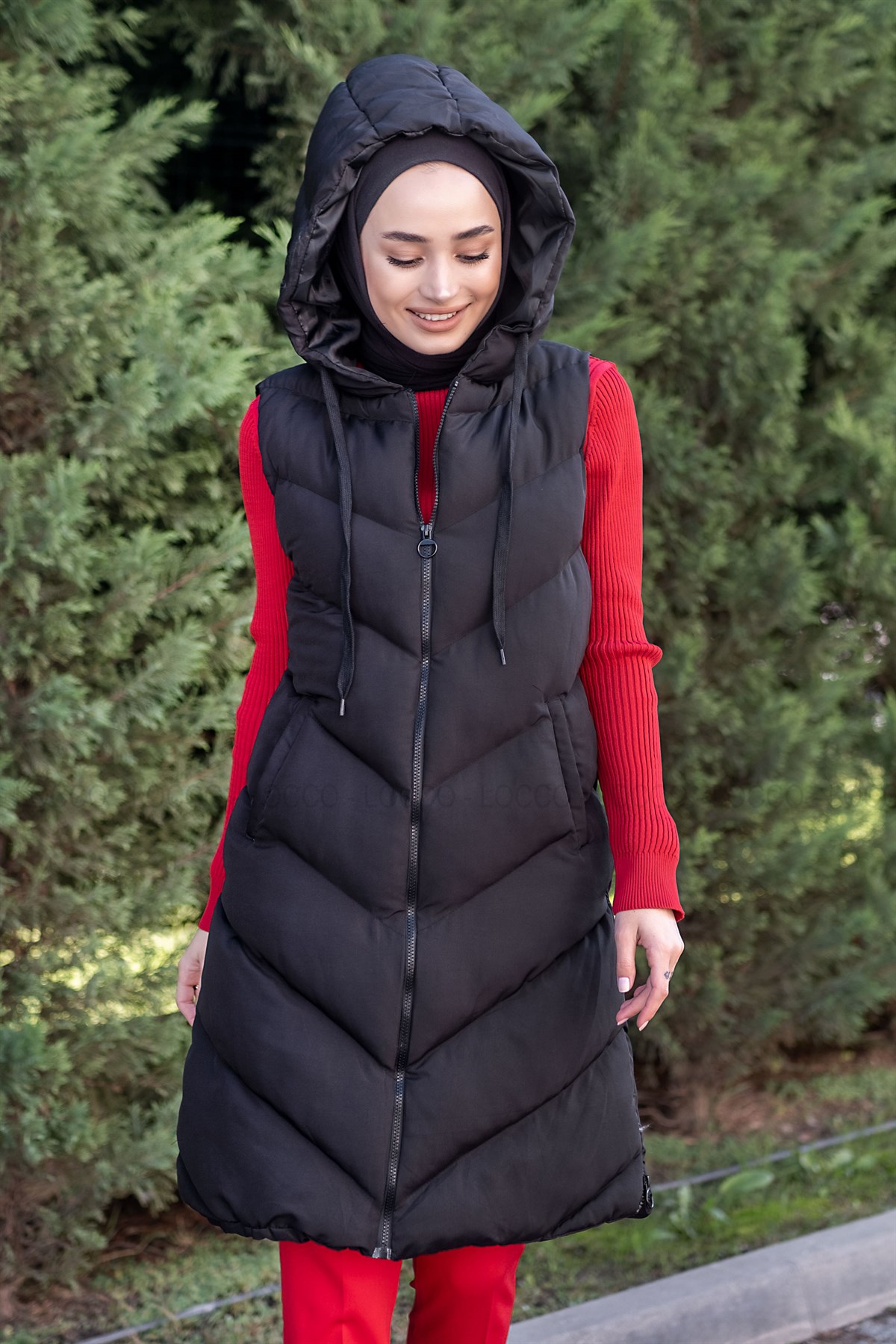 Uygun Fiyatlı YANLARI FERMUARLI SISME YELEK  SIYAH | Loccomoda.com 