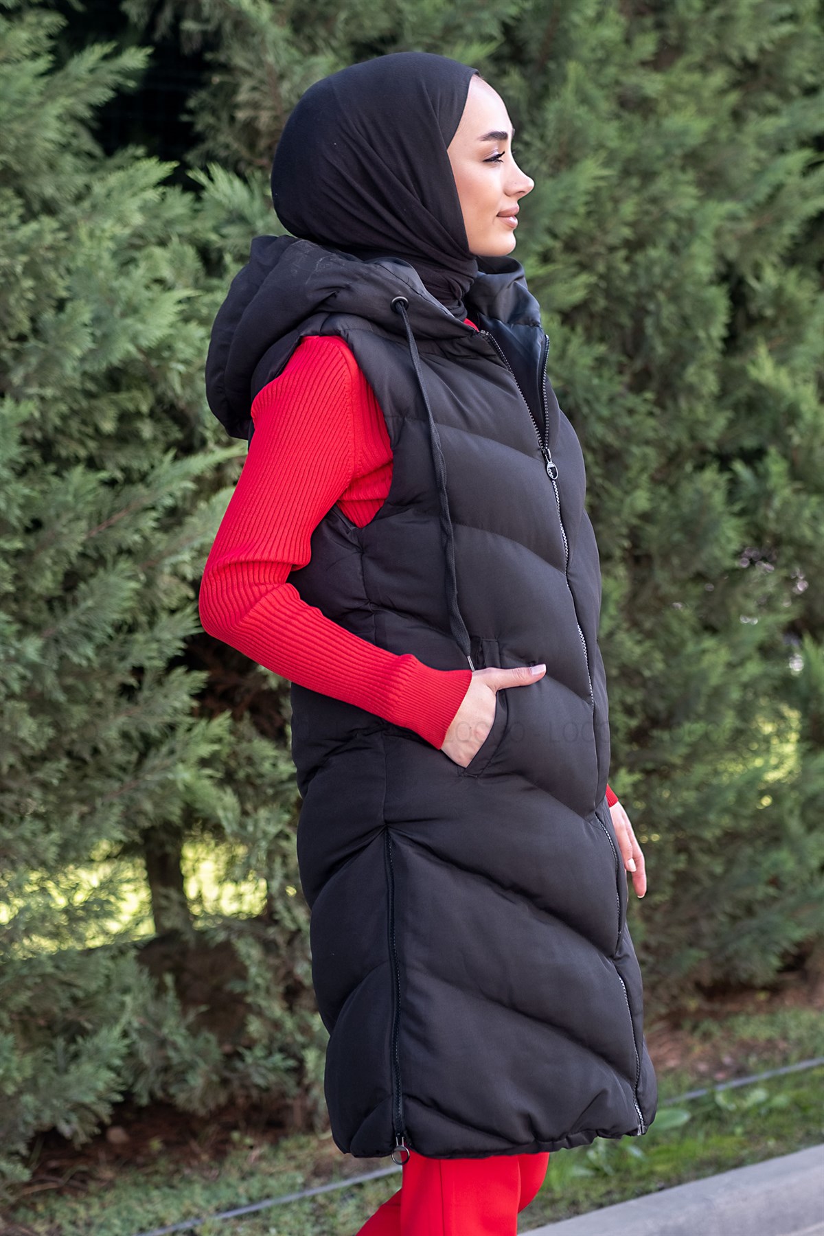 Uygun Fiyatlı YANLARI FERMUARLI SISME YELEK  SIYAH | Loccomoda.com 