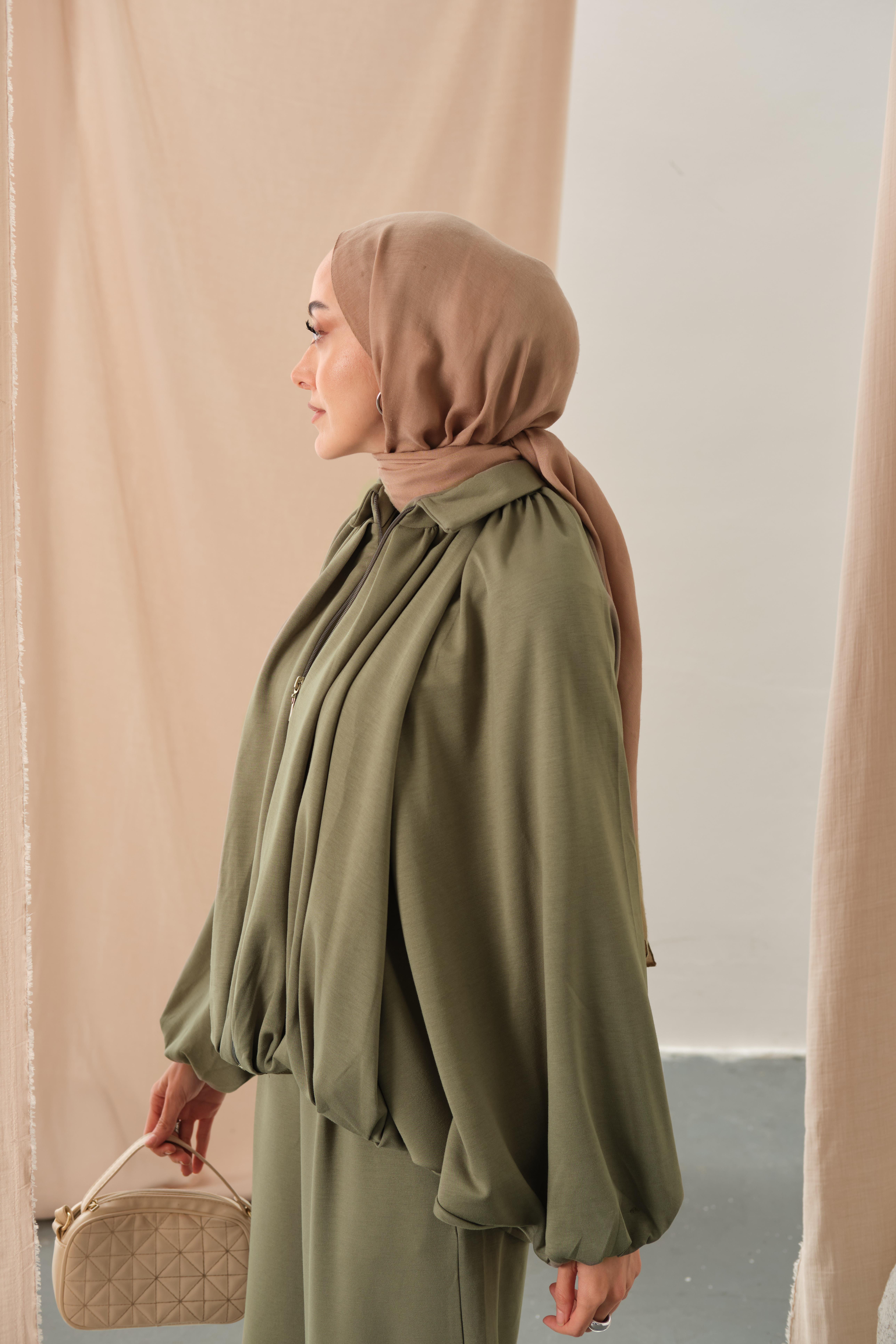 Yarasa Kol Volanlı Takım Haki Yeşil