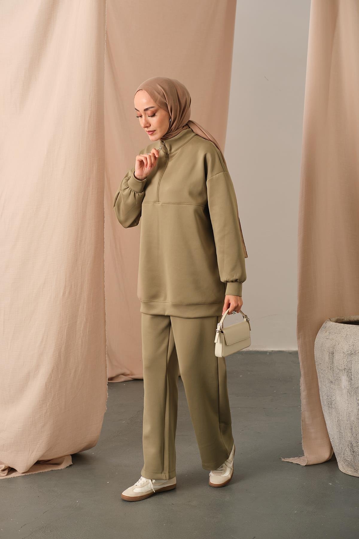 Yarım Fermuarlı Takım Yeşil