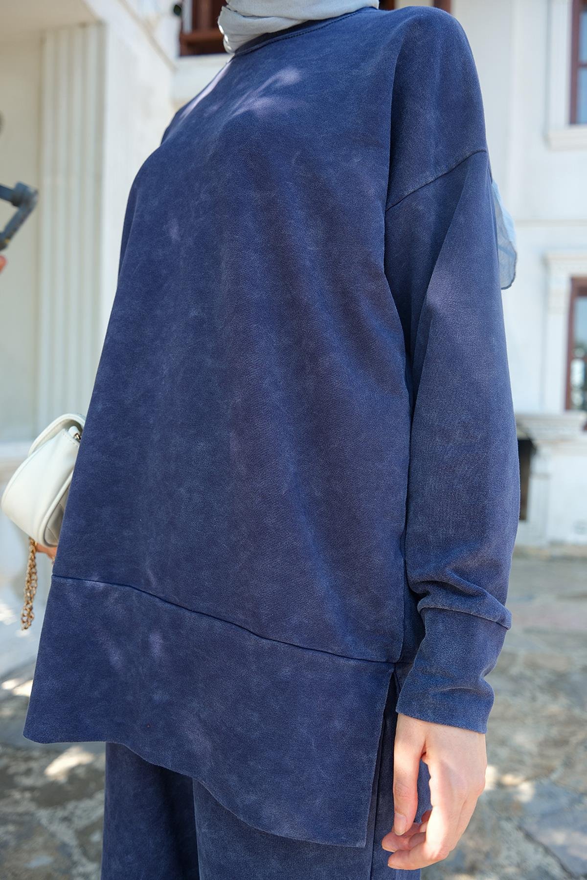 Yırtmaç Detay Yıkama Takım Lacivert