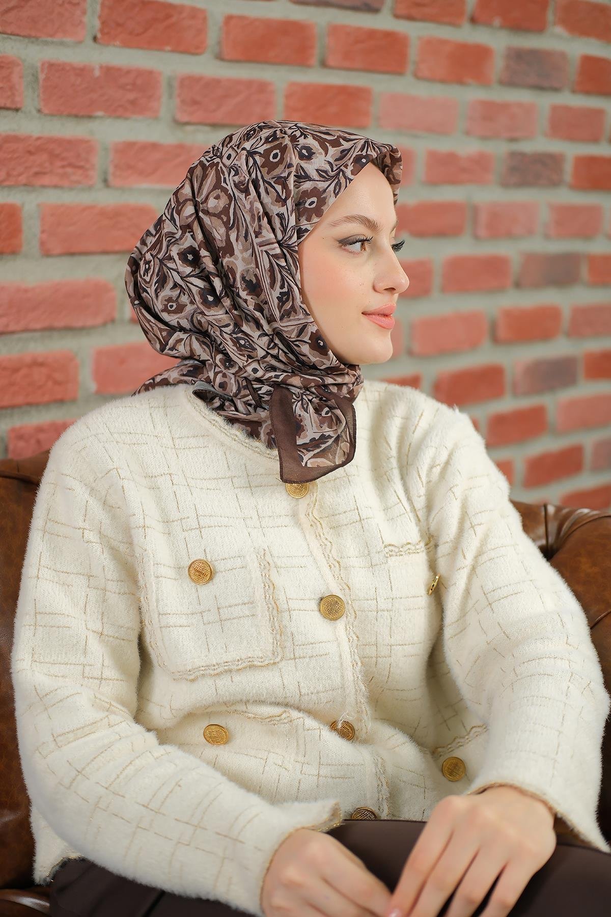 Yonca Soft Eşarp Kahverengi