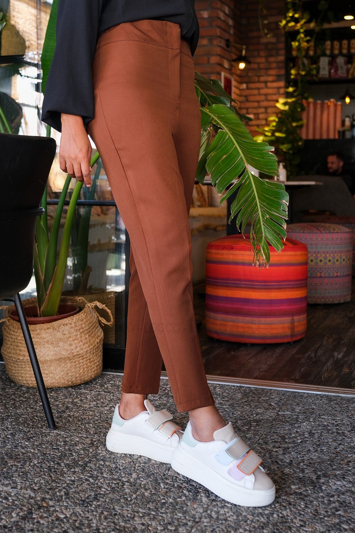 Uygun Fiyatlı YUKSEK BEL KUMAS PANTOLON ACI KAHVE | Loccomoda.com 