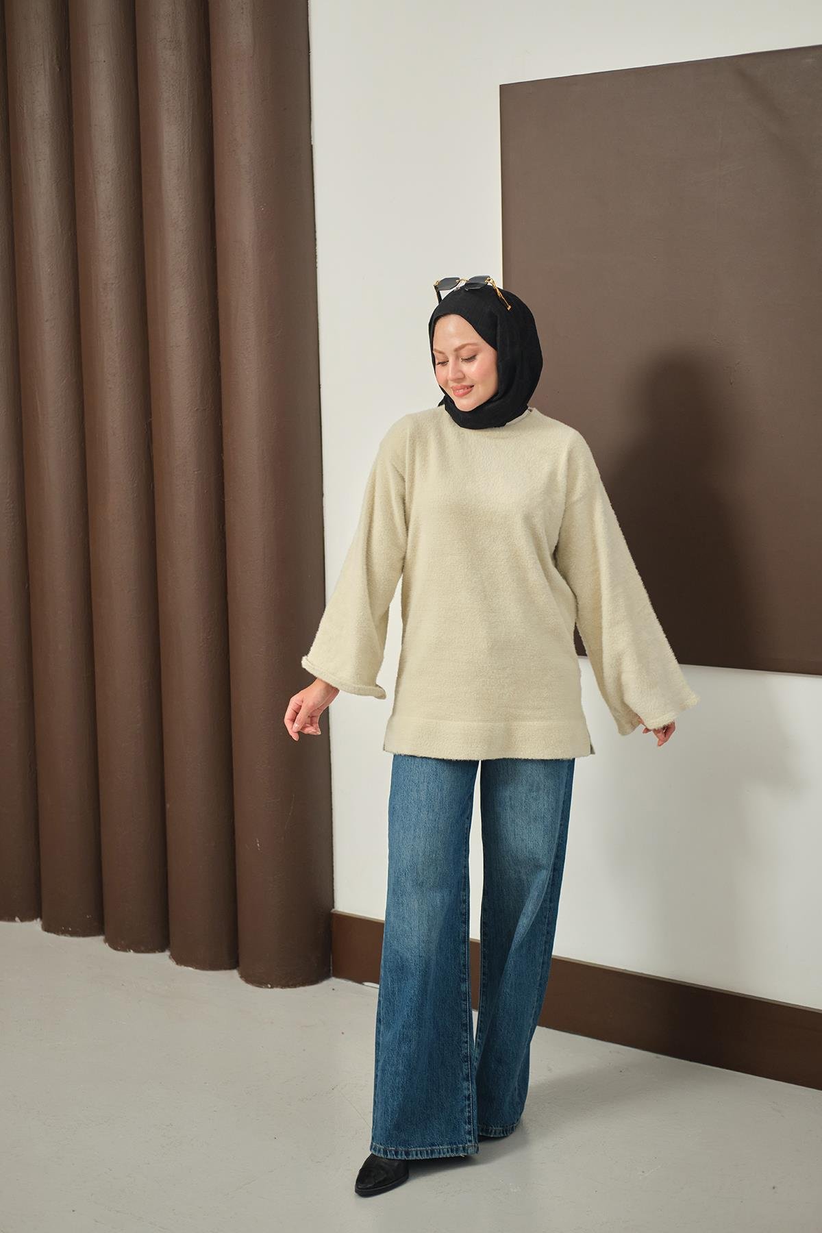 Yumoş Triko Tunik Krem