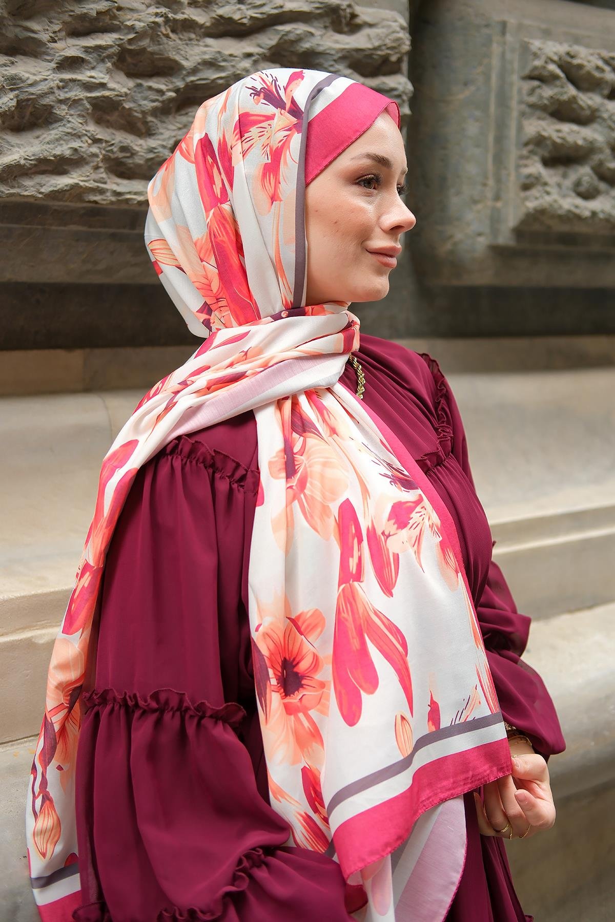 Zambak Soft Şal Bordo