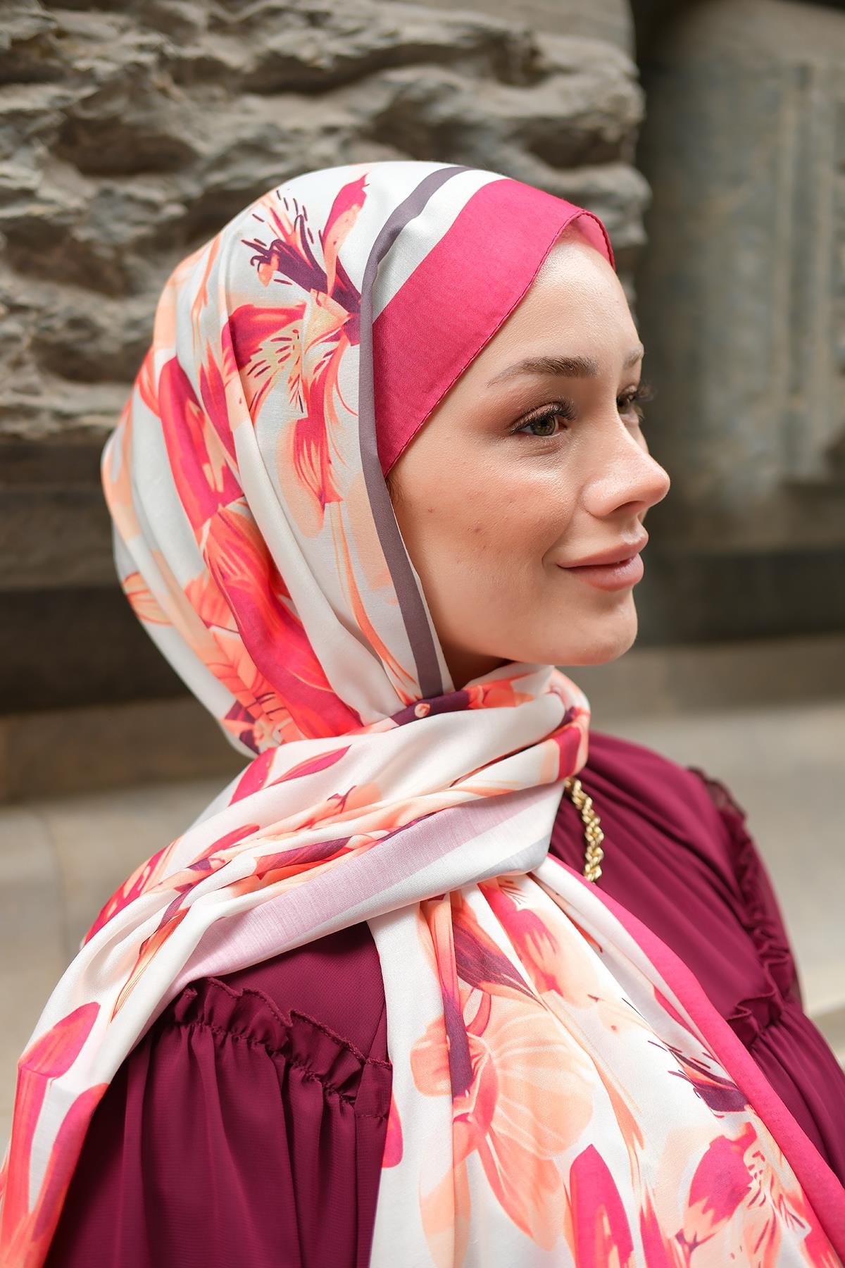 Zambak Soft Şal Bordo