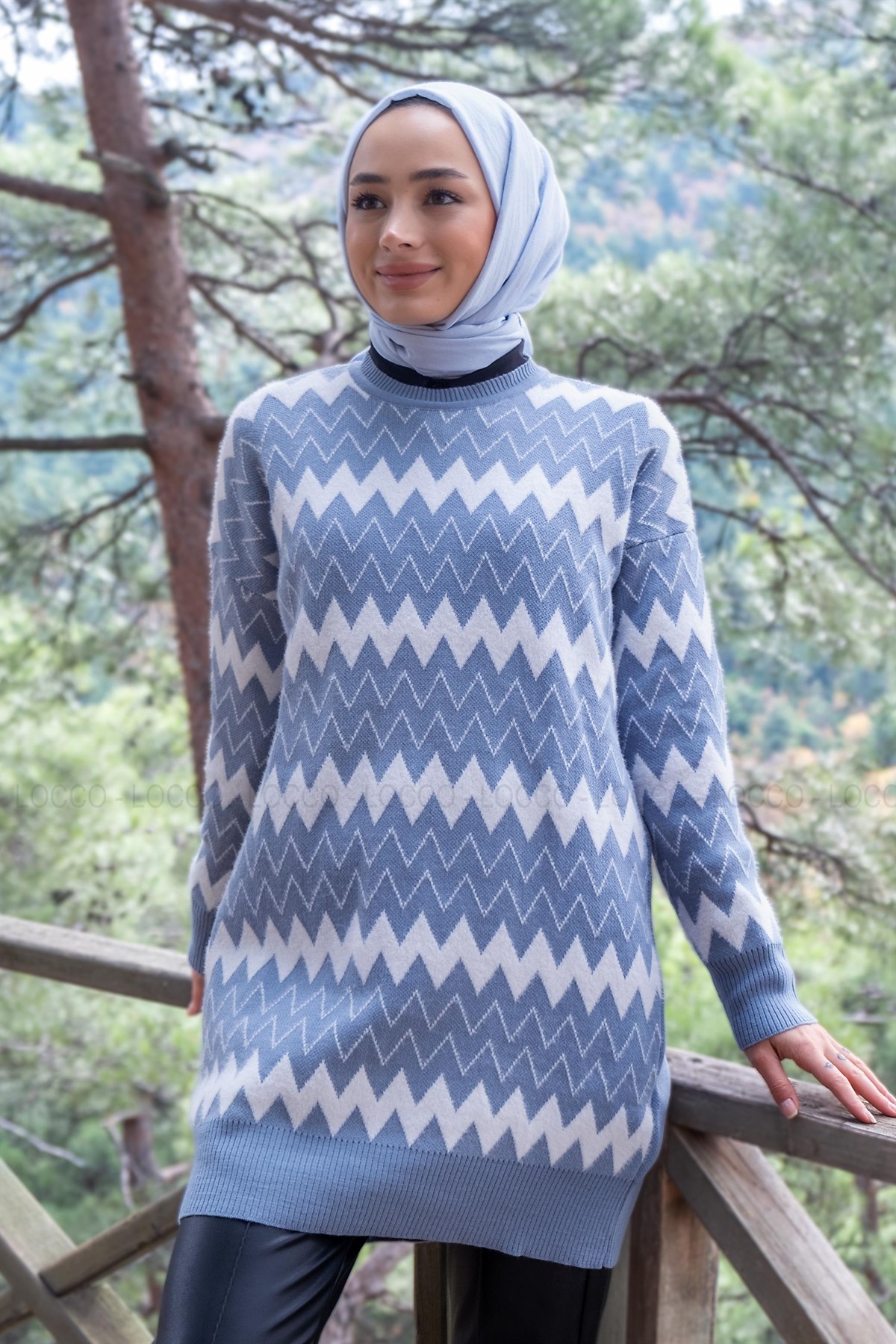 Uygun Fiyatlı ZIKZAK DESEN TRIKO TUNIK BEBE MAVI | Loccomoda.com 