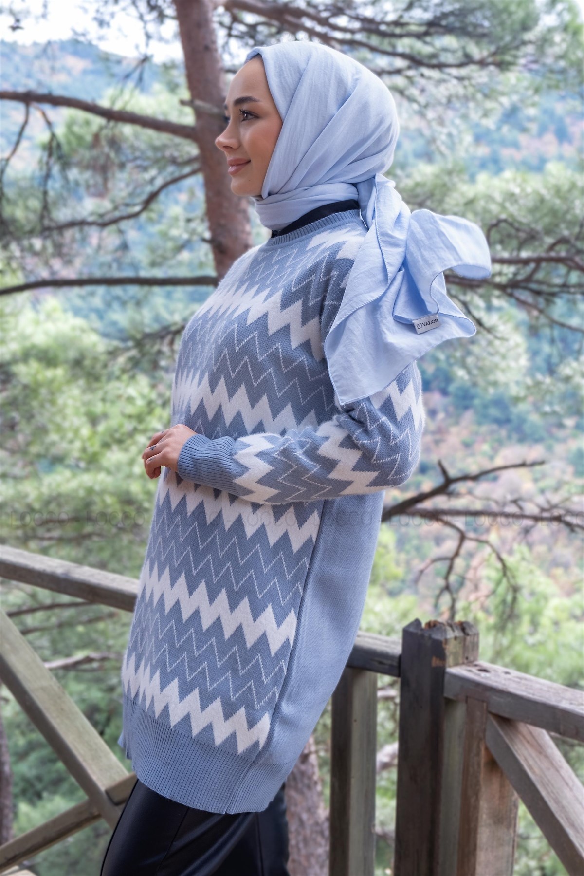 Uygun Fiyatlı ZIKZAK DESEN TRIKO TUNIK BEBE MAVI | Loccomoda.com 