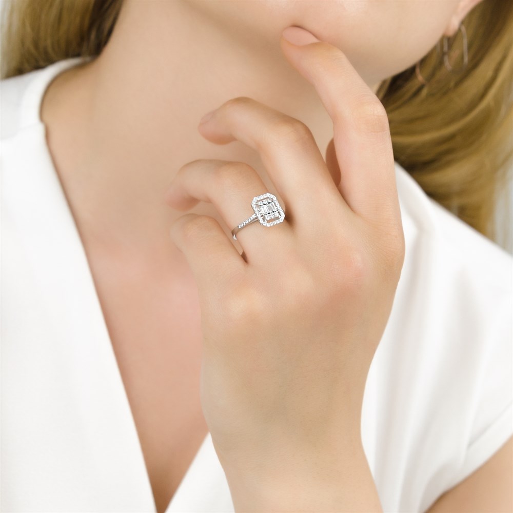 Beyaz Altın Baget Yüzük