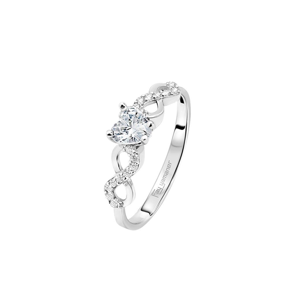 Sonsuzluk Motifli Kalpli Tektaş Altın Yüzük