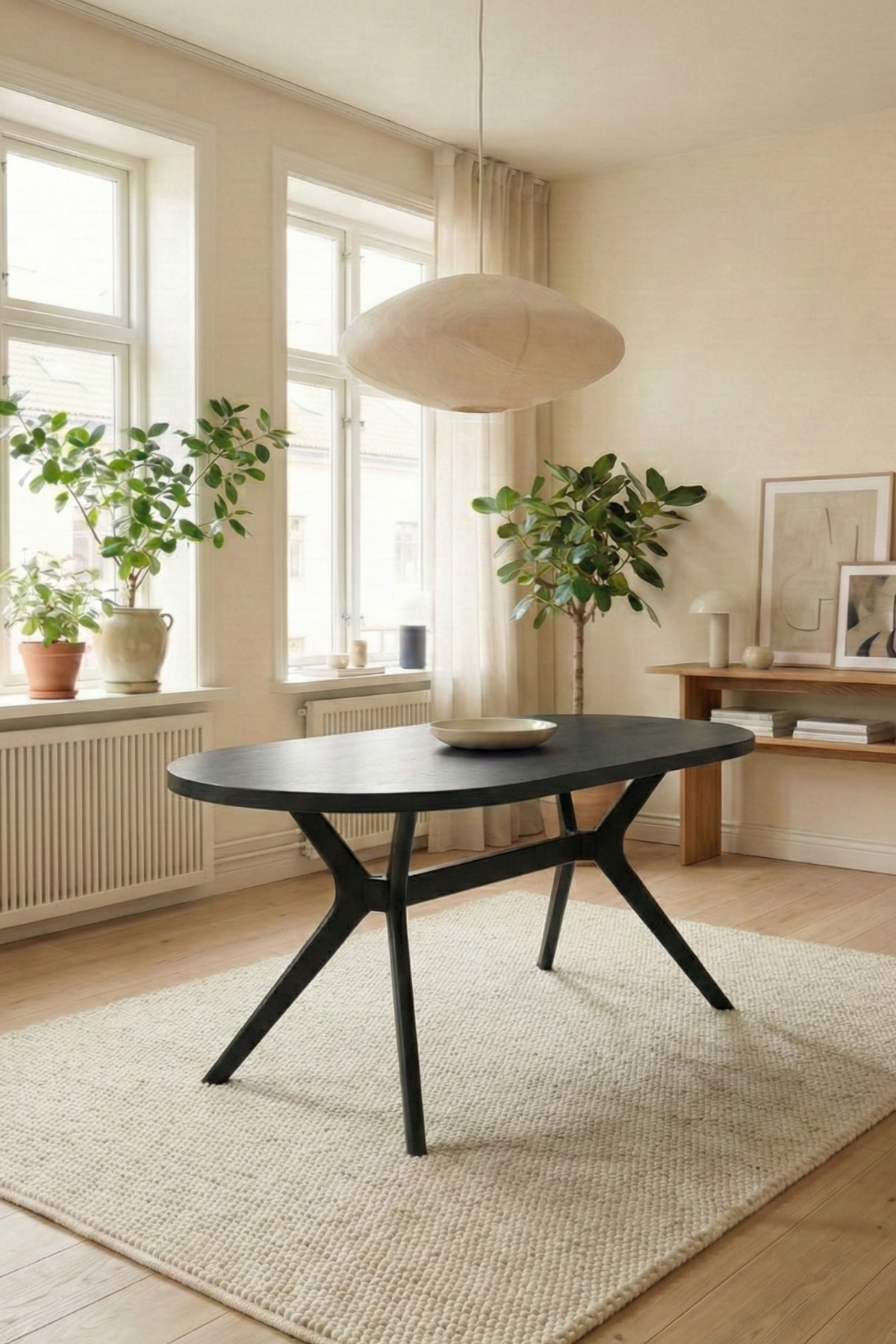 Adel Siyah Mat Lake 80x130 cm Oval 4 Kişilik Ahşap Yemek Masası Takımı – Siyah Renk