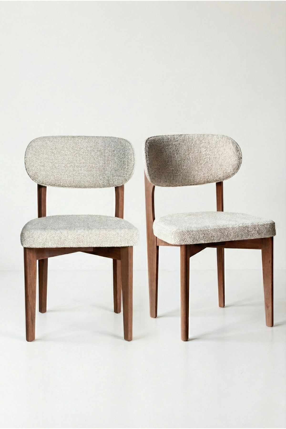 Cosmo Ceviz Renk Ahşap Döşemeli Sandalye 2'li Set 54x48x80 cm – Modern Kumaş Kaplı Yemek Odası & Mutfak Sandalyesi Takımı