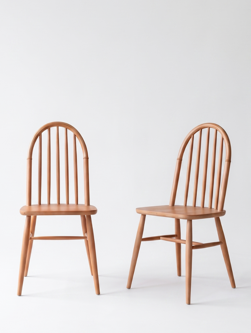 woodenbend, Laura 2'li Naturel Amerikan Sandalye | Klasik Fırınlanmış Kayın Ağacı Ahşap Sandalye