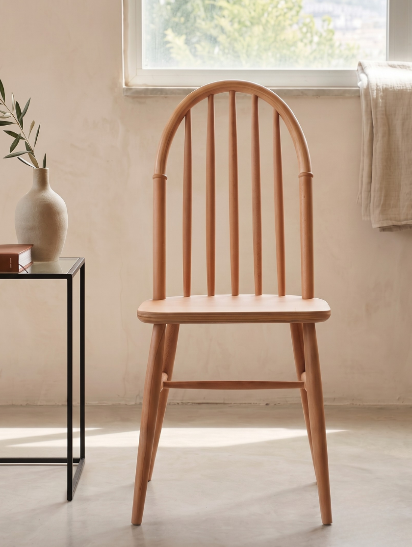woodenbend, Laura 2'li Naturel Amerikan Sandalye | Klasik Fırınlanmış Kayın Ağacı Ahşap Sandalye