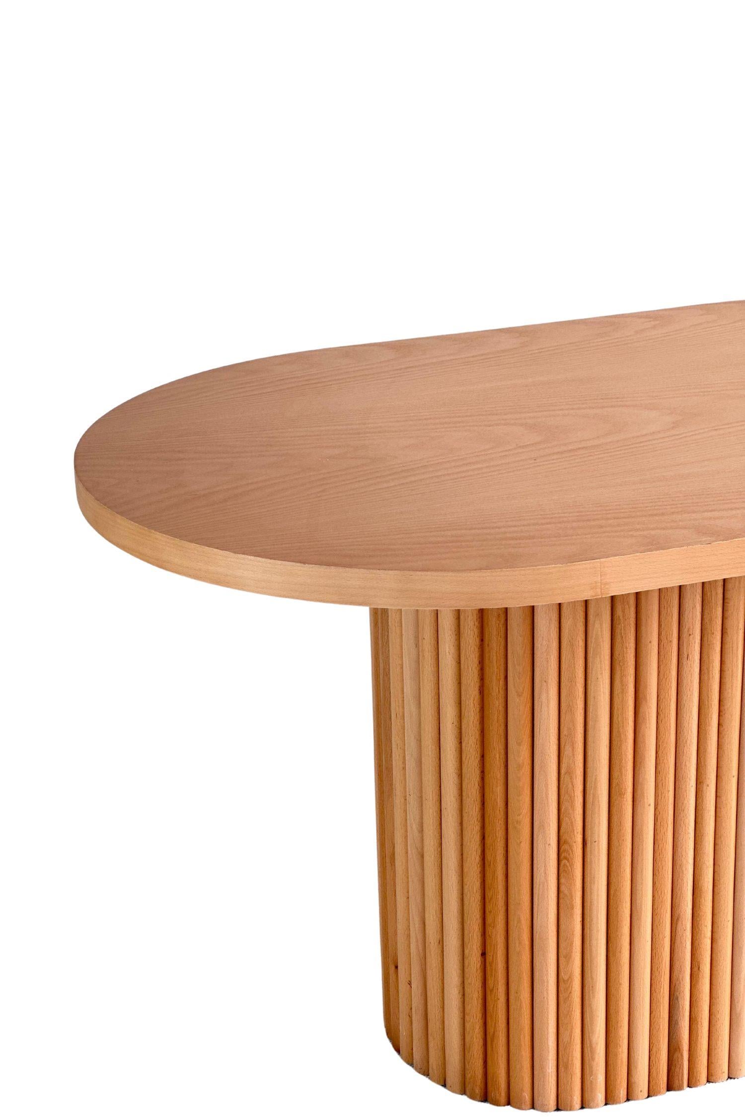 Limas Natural Ahşap Oval Masa 80x130