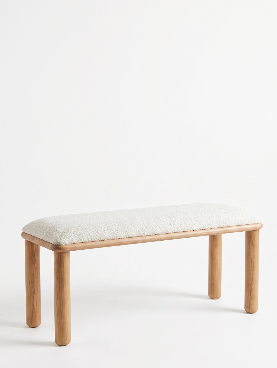 Woodenbend Arya Natural Ahşap Bench | Bohem & İskandinav Teddy Kumaş Bench