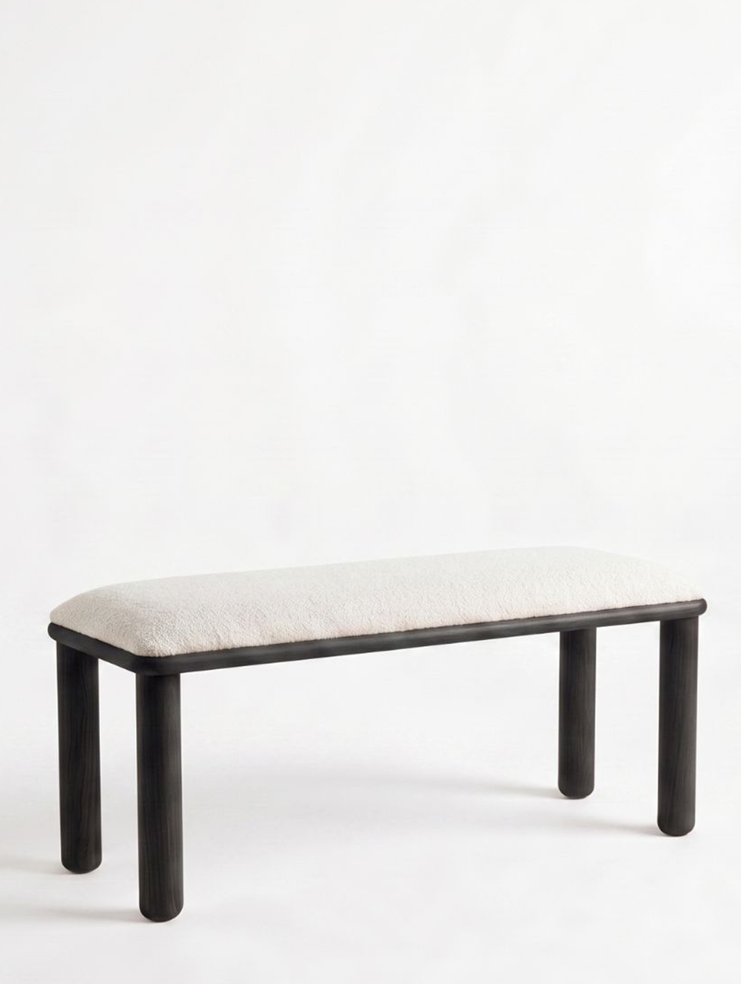 Woodenbend Arya Siyah Lake Ahşap Bench | Bohem & İskandinav Teddy Kumaş Bench