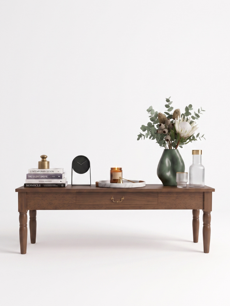 woodenbend, Woodenbend Carmen Ceviz TV Sehpası | 160 cm Ahşap Ayaklı Klasik Country TV Ünitesi