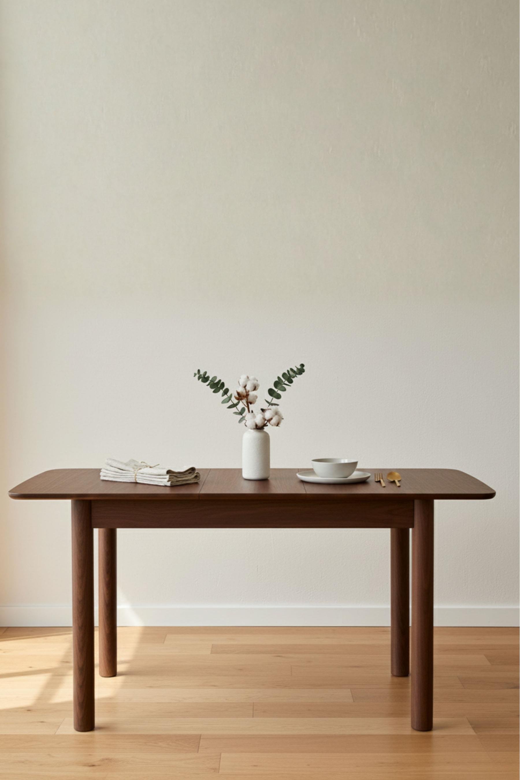 Woodenbend Elena Ceviz Ahşap Açılır Mutfak Masa Takımı 80x120 cm – Bench + 2 Hazeranlı Sandalyeli Vintage Masa Takımı